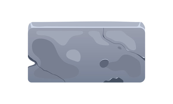 Stone game panel, grunge ui element, ancient cracked metal rocky rectangle board for game interface design, old rugged plaque with rough texture flat illustration.