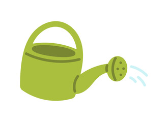 Green watering can with spout and handle, garden tool for plant care, gardening equipment concept flat illustration isolated on white background. © PaleStudio