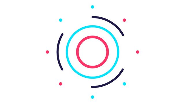 Modern animated microphone icon transforming into colorful concentric circles on white background
