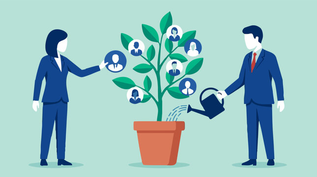 Business professionals nurturing employee growth and talent development