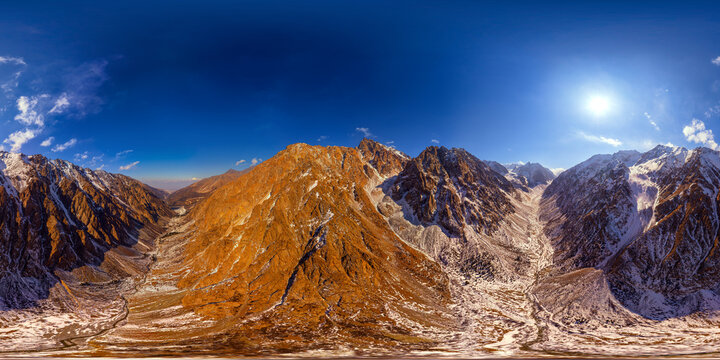 360-Degree Panorama of Mountain Valley in Kyrgyzstan