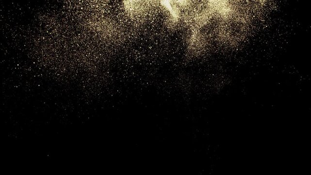 Golden glitter dust. Video in loop. Perfect for elegant backgrounds, luxury presentations, titles, celebrations, and premium visual projects. 