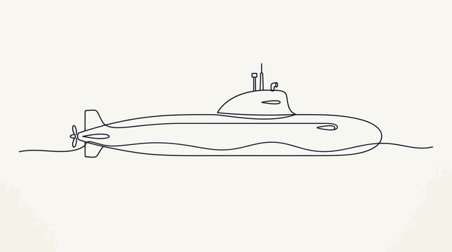 Submarine vessel line art profile view underwater craft