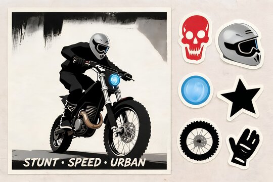 Urban Stunt Motorcyclist: Speed, Style, and Edgy Art Design