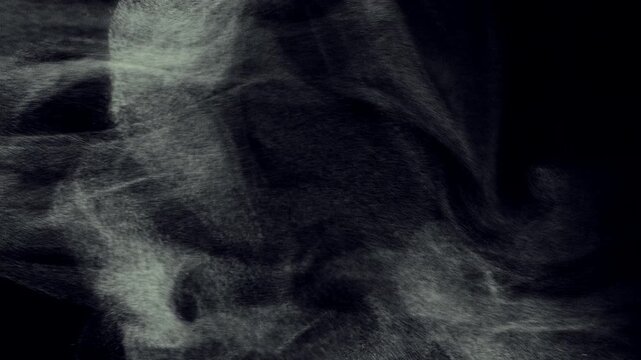 White natural rising steam from food or hot drink isolated on a black background. Сan be used in any projects with hot food.