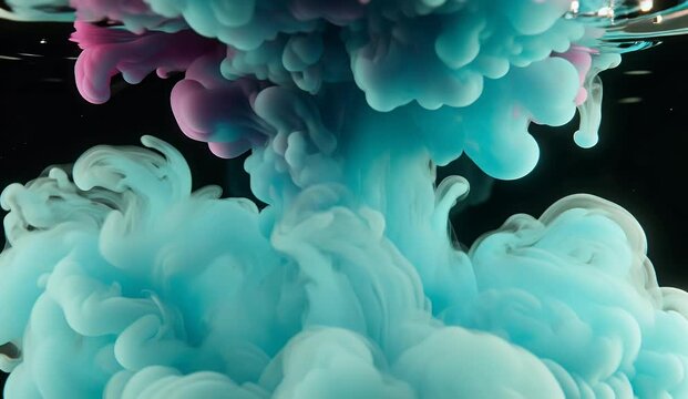 Colorful fluid ink mixing and dissolving in dark water