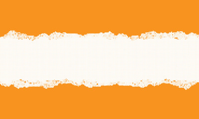 Fototapeta premium White Grunge Brush Stroke Halftone Banner, Textured Paint Stripe Isolated on Orange Background Vector Illustration