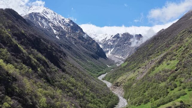 The Caucasus, North Ossetia. Arkhon Gorge. The valley in summer.