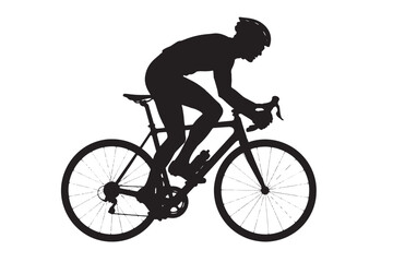 Naklejka premium Cyclist Riding Bike Silhouette Vector Illustration