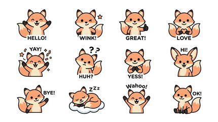 Fototapeta premium set of funny cartoon fox