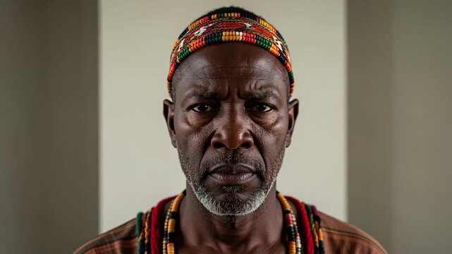 Serious African Senior Man Headshot.