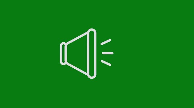 Minimalist white megaphone icon with sound waves on green background for marketing and announcements