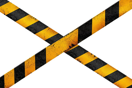 Crossed black and yellow hazard tape