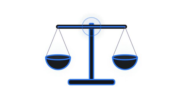 Minimalist Animated Justice Scales Symbol Moving And Balancing Concept For Legal And Financial Business Presentation Graphics
