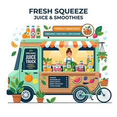 Fototapeta premium Fresh Juice Truck Offering Organic Smoothies and Drinks