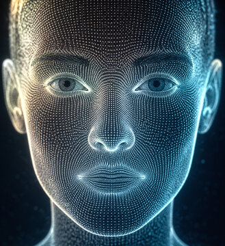 Luminous point cloud human face scan portrait