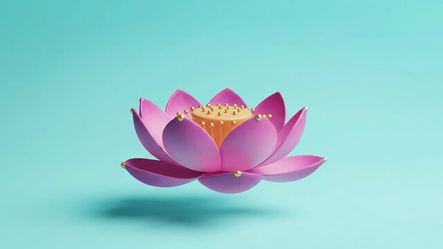 A stunning 3D animation of a vibrant pink lotus flower gracefully opening and closing, symbolizing peace and growth. Ideal for meditation, spa, and wellness themes.
