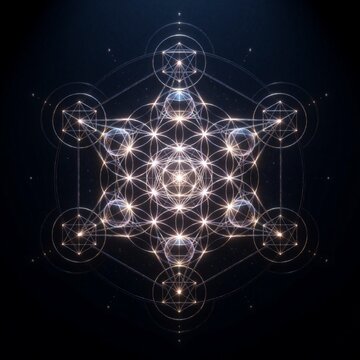 Glowing Metatron's Cube Sacred Geometry Symbol