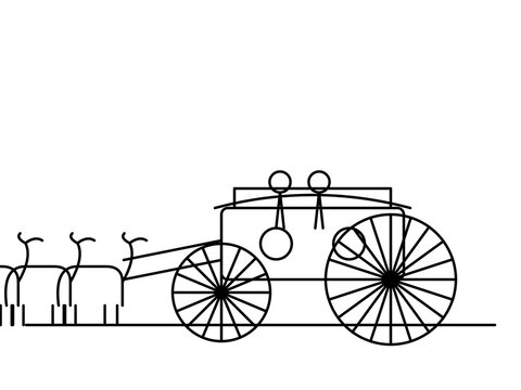 Vintage horse pulling old wooden cart