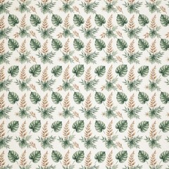 Obraz premium Seamless watercolor pattern with tropical monstera leaves and beige sp