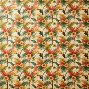 Vintage tropical seamless pattern with toucans, hibiscus and palms