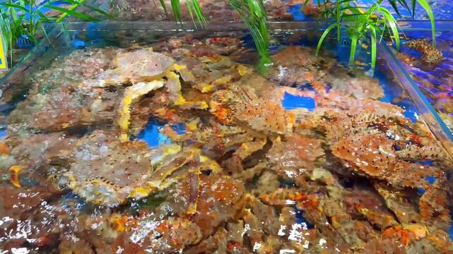 Live Crabs and Shrimp in Restaurant Aquarium &ndash; Chinese Seafood Selection