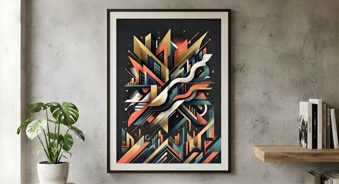  抽象的な幾何学的建築グラフィックアート、現代的な都会の構成
Abstract geometric architectural graphic art, modern urban composition
