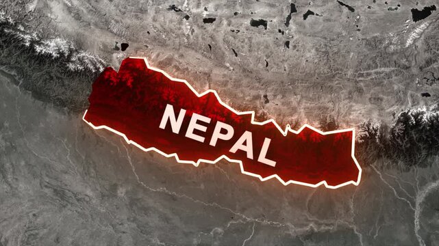 Nepal Country Map with Flag Animation, Nepal Location Map Highlight Motion Graphic, Animated Nepal Map with National Flag