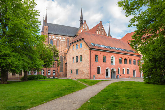 Wismar, Germany - St. George's Church and building of Wismar District Court