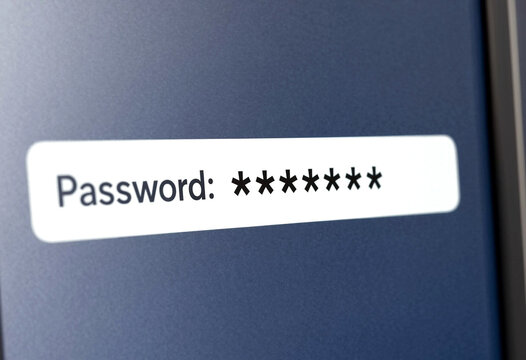 Closeup view of a digital password entry field showing hidden characters for security