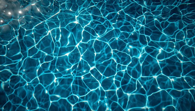 top down view of glowing sunlit water caustics light reflection pattern aquatic texture background
