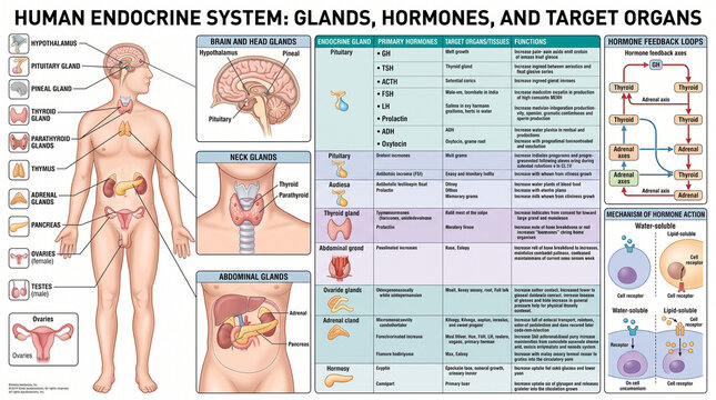 The Human Endocrine System: Major Glands and Hormones