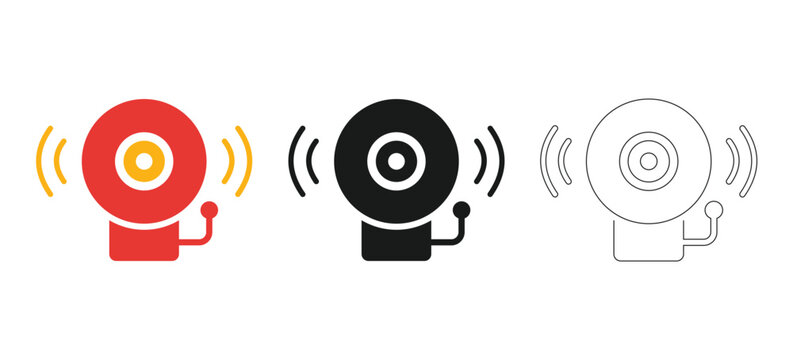 Fire Alarm Bell Icon, Emergency Warning Siren Sound Alert, School Building Security Vector Icon