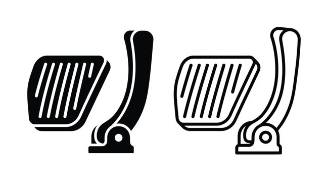 Black and white vector icons of a car accelerator pedal