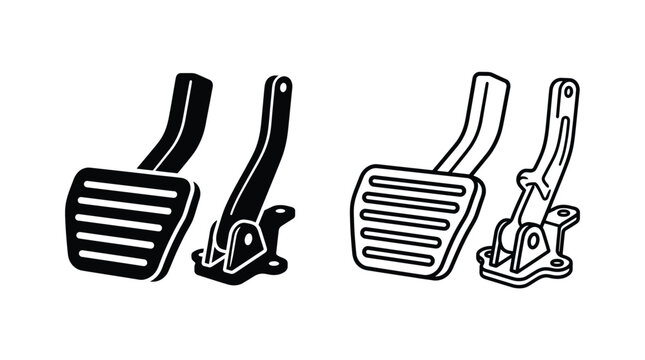 Black and white vehicle accelerator pedal icons on white background