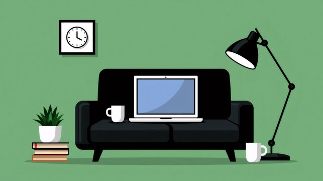 Remote work setup creating comfortable home office environment
