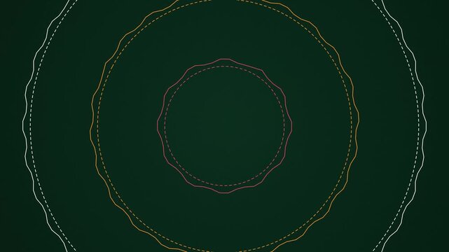 Pulsating concentric circular sound waves visualizing audio frequencies in a rhythmic and systematic display of motion