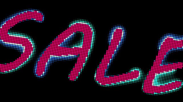 Text title Sale in retro vintage stylized graphics. Small dots patterned