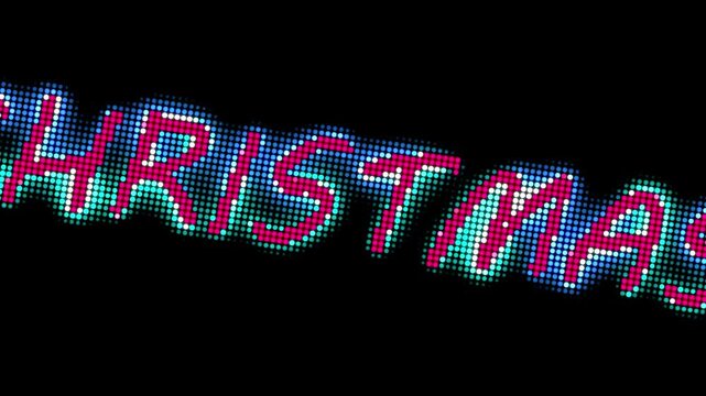 christmas text title with camera zoom out effect. Stylized retro small dots pattern look