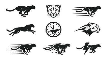 Fototapeta premium Black Panther Silhouettes Running Fast.
