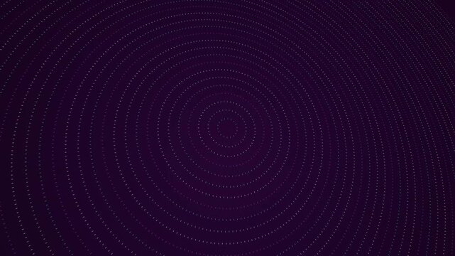 Purple concentric circle patterns made of glowing dots rotating through a dark virtual space environment