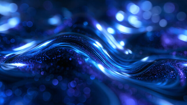 Abstract Blue Glowing Liquid Wave Background