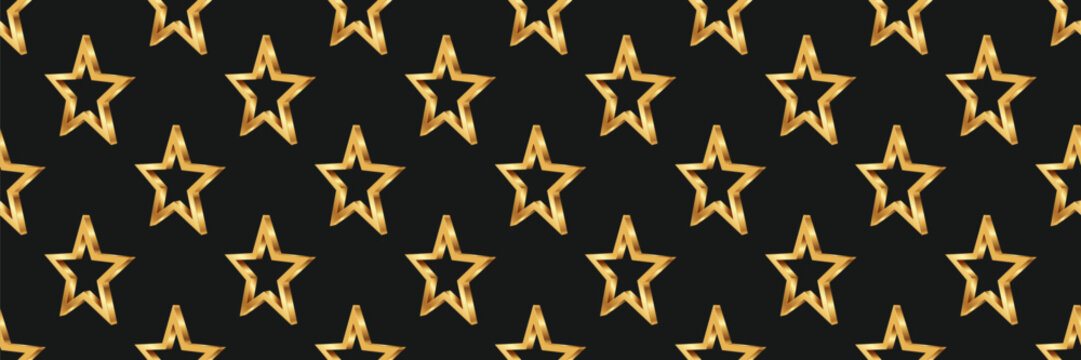 Star golden background and pattern gold seamless with gradient metallic repeat. Shiny backdrop invitation and black bling sparkle with wallpaper decoration vector.