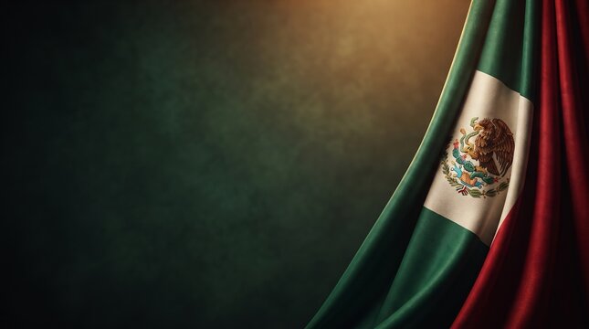 Mexico independence day celebration poster with national flag