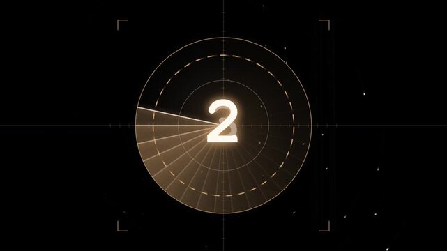 Vintage countdown timer with glowing number four and radial sweep effect on black background 
