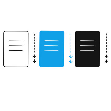 Scroll Down Touchscreen Gesture Stroke Icon Collection. Containing Scroll Down, Page Scrolling, Swipe Down Motion, Mobile Interface Control and more icons. Editable Stroke icon collection Outline icon
