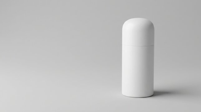 Minimalist White Deodorant Stick on a Light Gray Background.