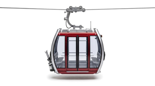 Cable car gondola model, front view, isolated on pure white background, hyperrealistic studio product photography