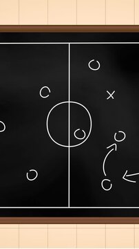 Animation of sports game strategy on squared paper background