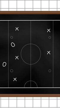 Animation of sports game strategy on white squared paper background
